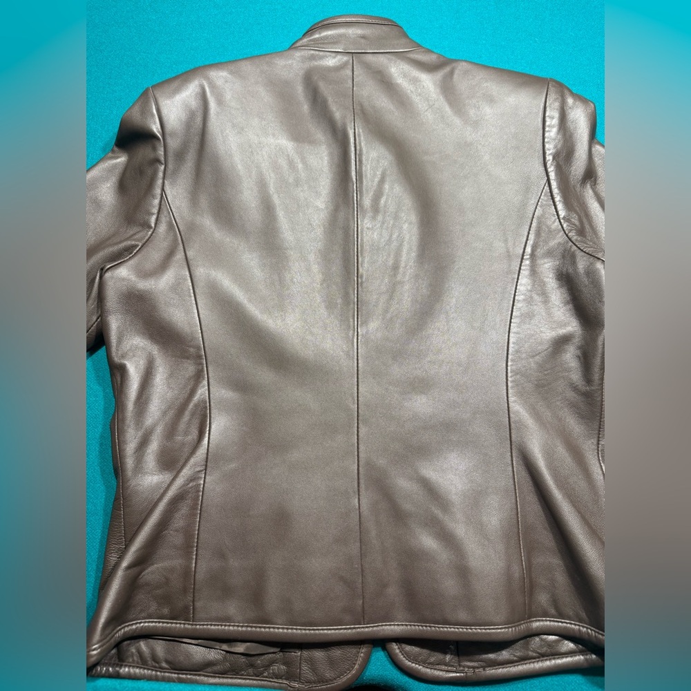 Valerie Stevens Brown Soft‎ Leather Zipper Jacket - Size M - Picture 4 of 12